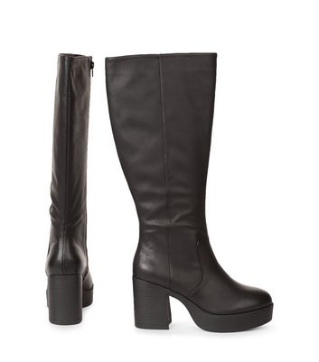 leather knee high platform boots