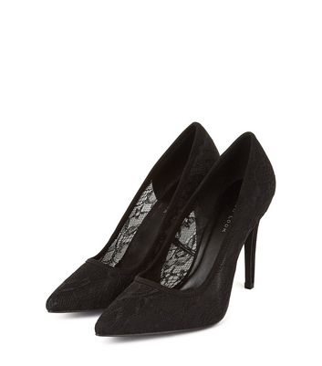 black lace court shoes