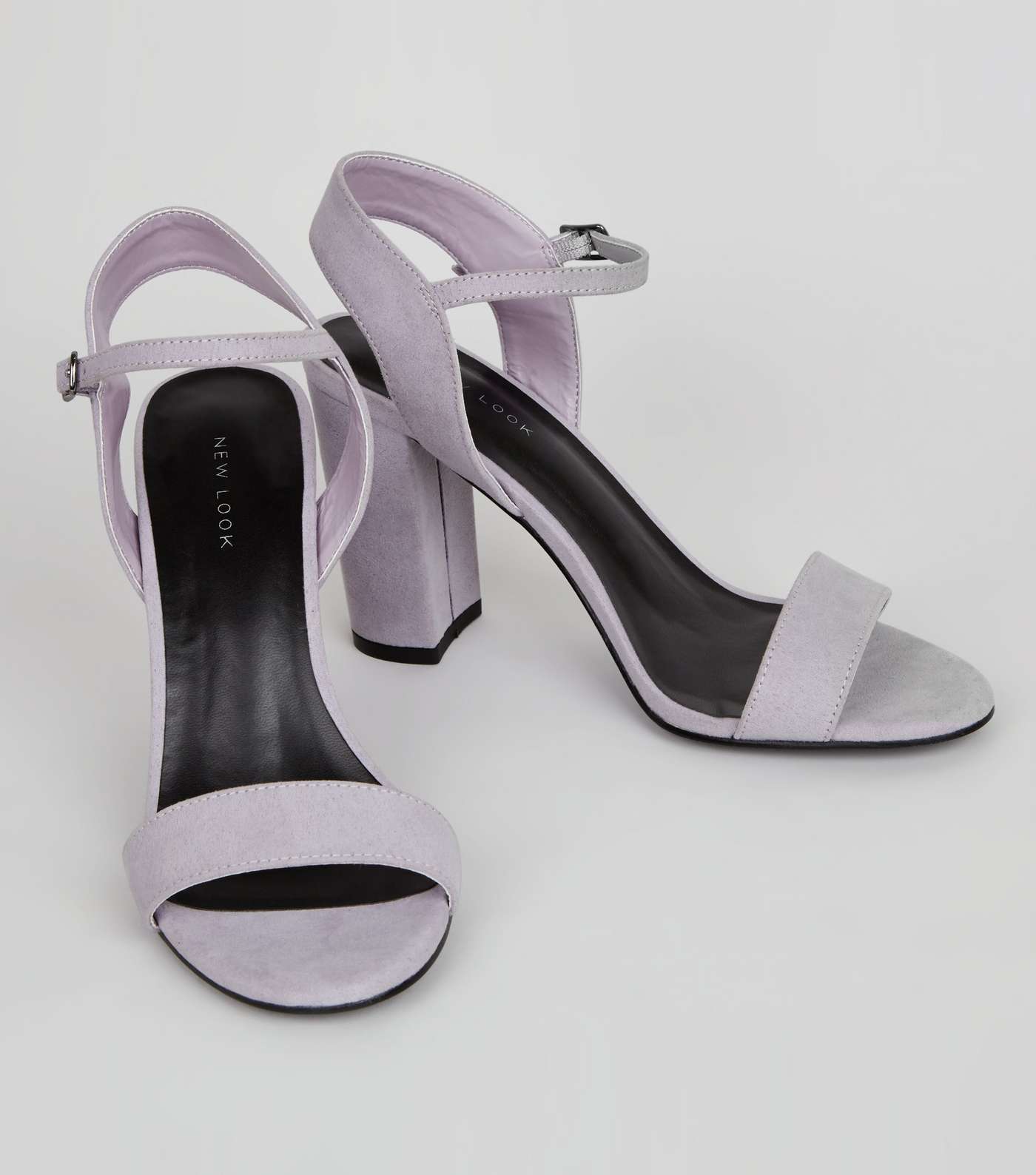 Lilac Suedette Block Heel Ankle Strap Sandals Image 5