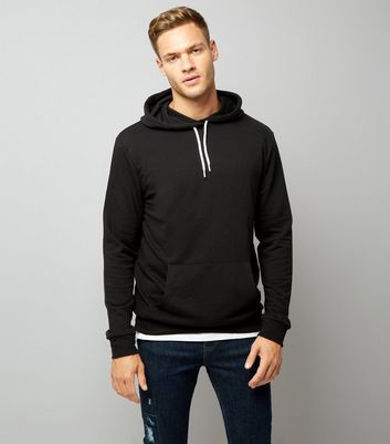 Black Pocket Front Hoodie New Look