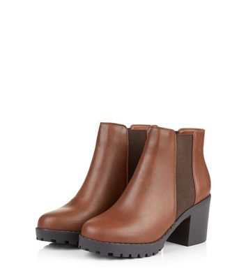 brown chunky ankle boots