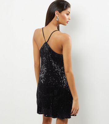 black strappy sequin dress