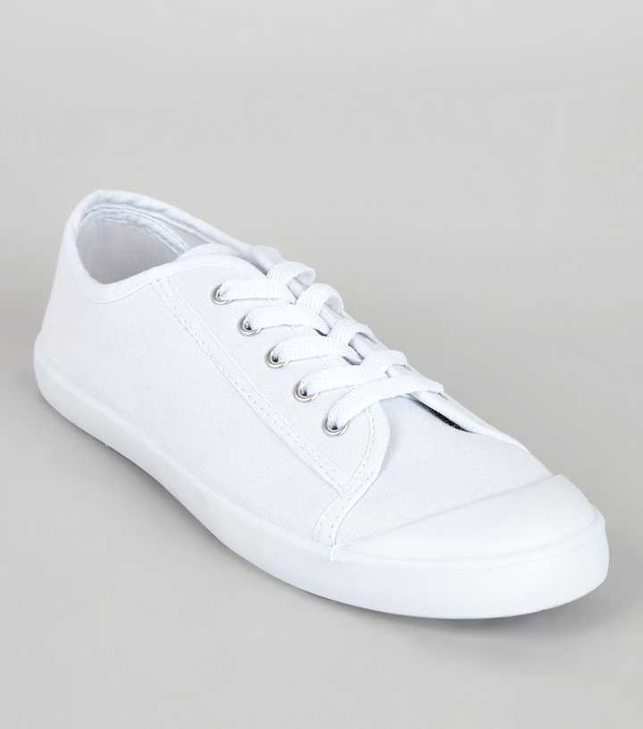 White Lace Up Sport Trainers 