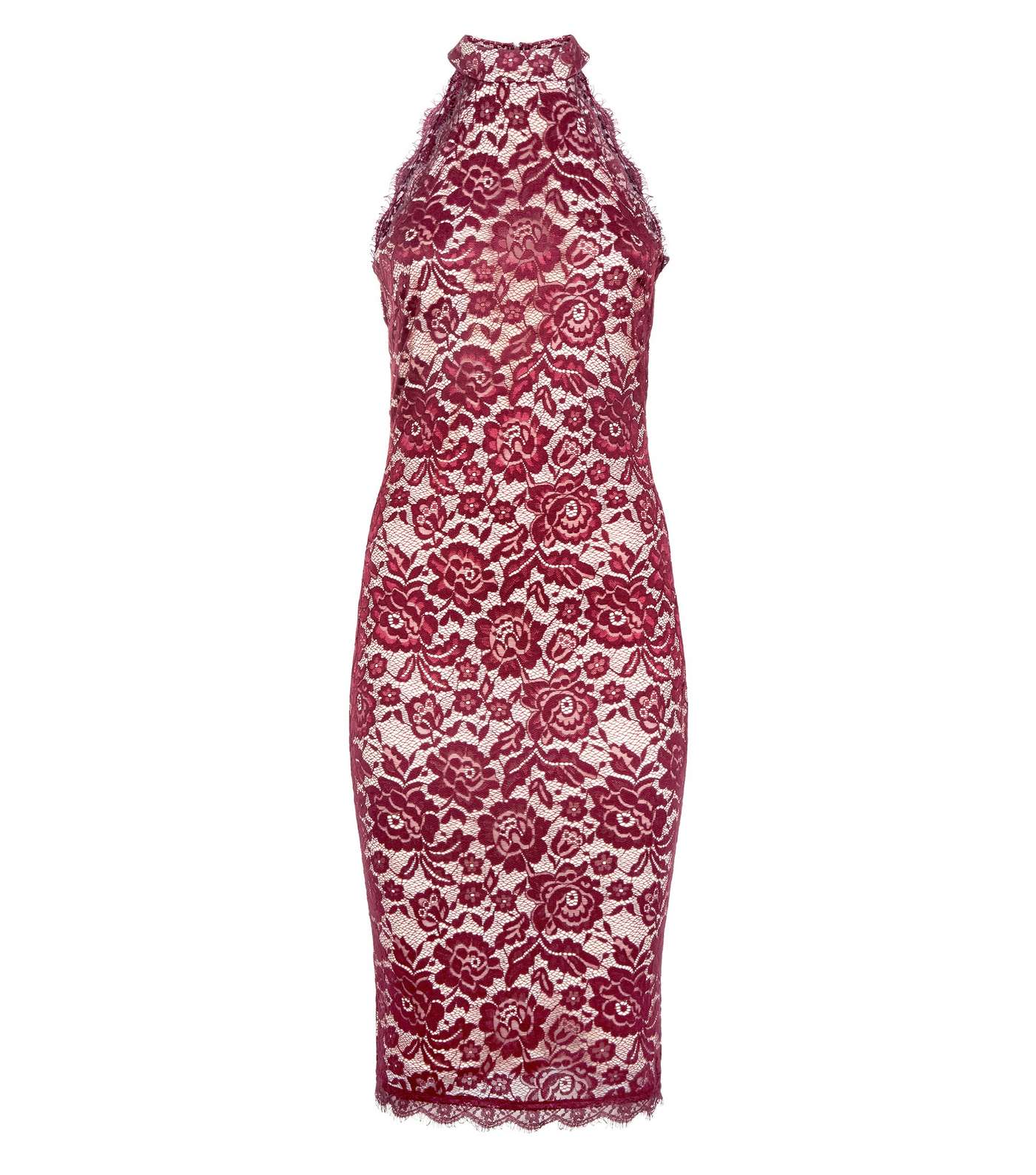 AX Paris Red Lace High Neck Bodycon Dress Image 4