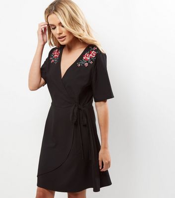 new look black wrap dress