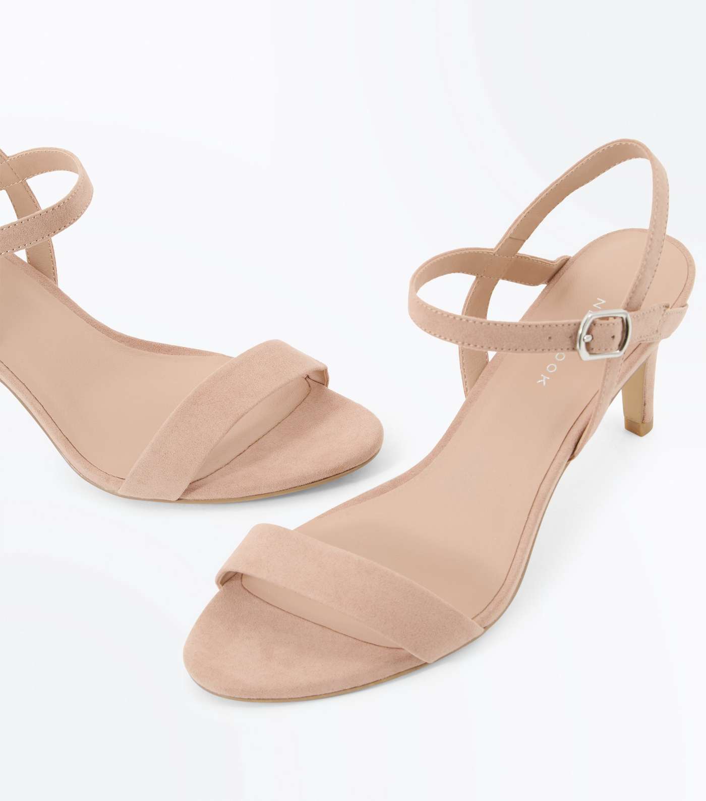 Nude Suedette Low Heeled Sandals Image 4