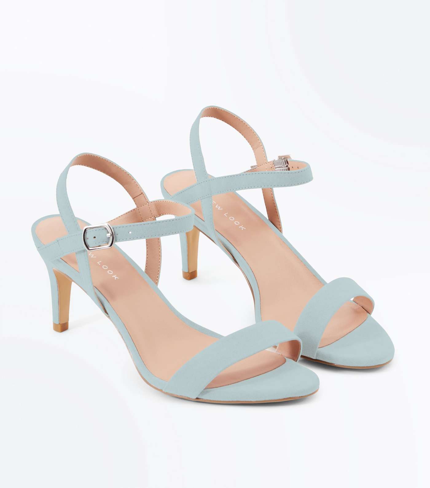 Mint Green Suedette Low Heeled Sandals  Image 3