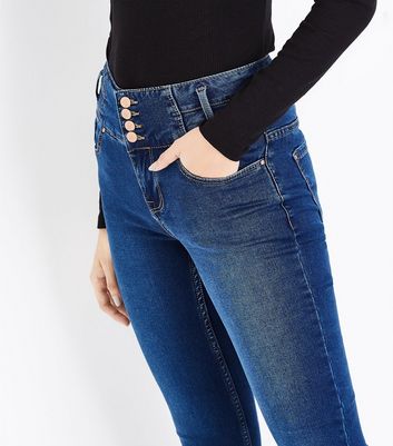 Ex New Look YAZMIN Dark Blue High Waist Skinny Jeans PETITE *See Description*