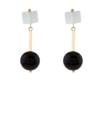 black ball drop earrings