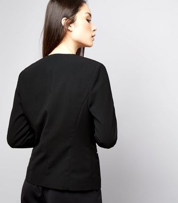 Black Zip Trim Blazer New Look