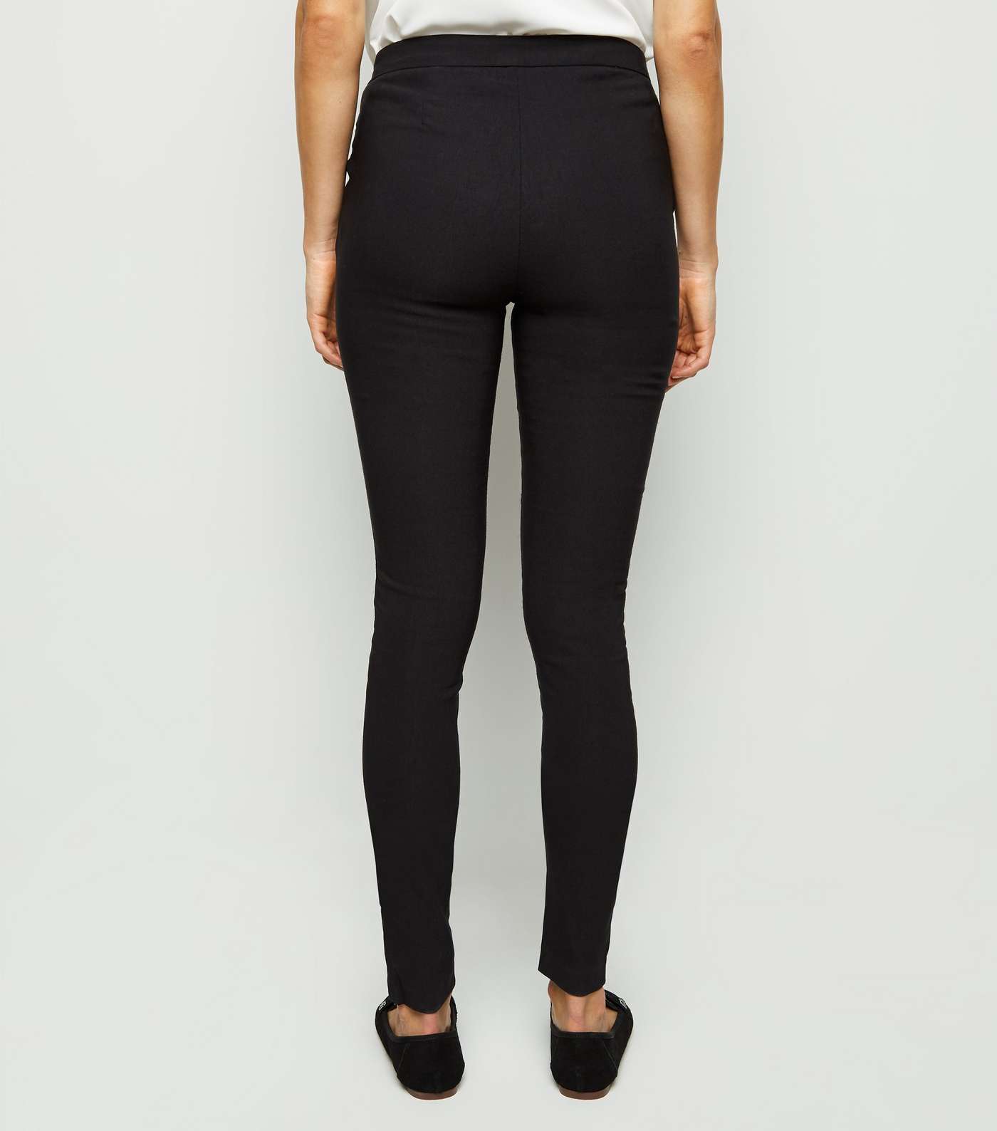 Black Long Length Slim Fit Trousers  Image 3