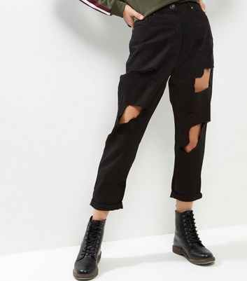 ripped black boyfriend jeans