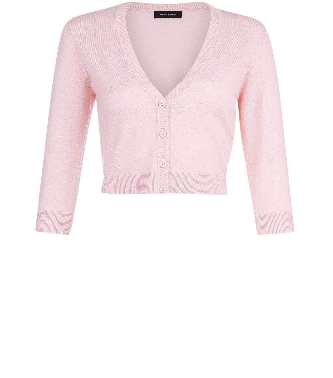 Mid Pink 3/4 Sleeve Cropped Cardigan  Image 4