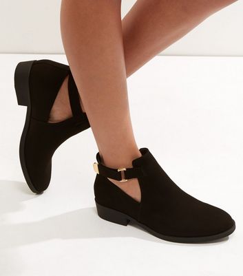 cut out flat ankle boots