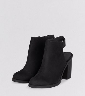 Black Suedette Open Back Boots | New Look