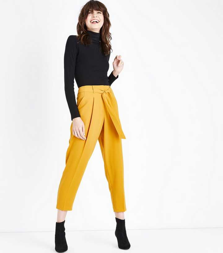 Mustard Yellow Tie Waist Trousers
