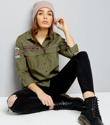 military style khaki shirts