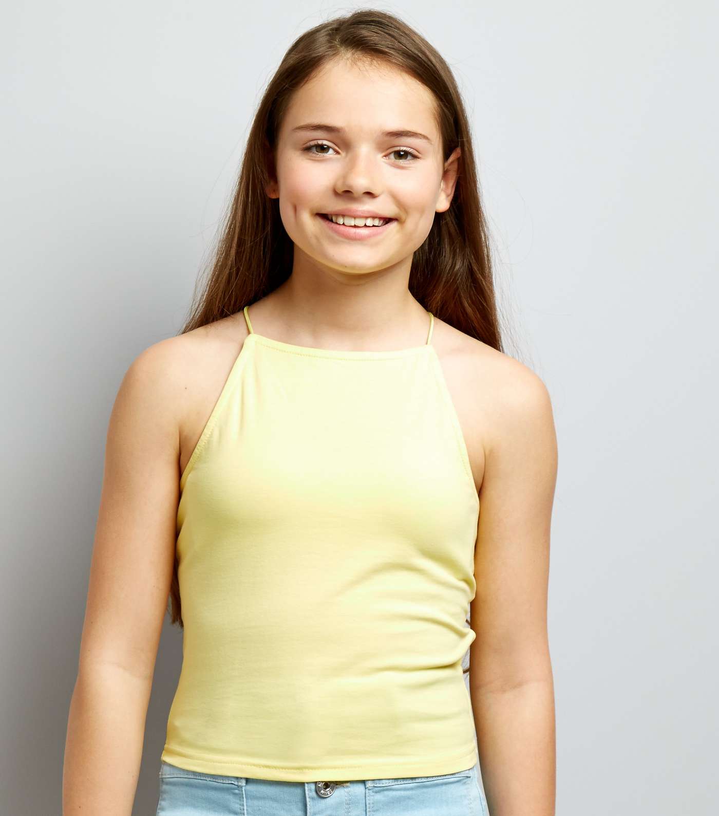 Teens Pale Yellow High Neck Cami
