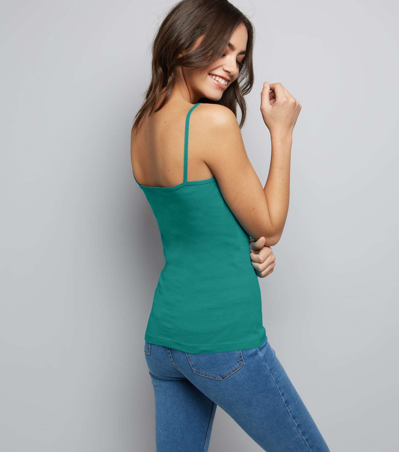 Turquoise Blue Shoestring Strap Cami Top Image 3