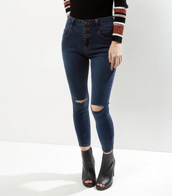 petite dark blue skinny jeans