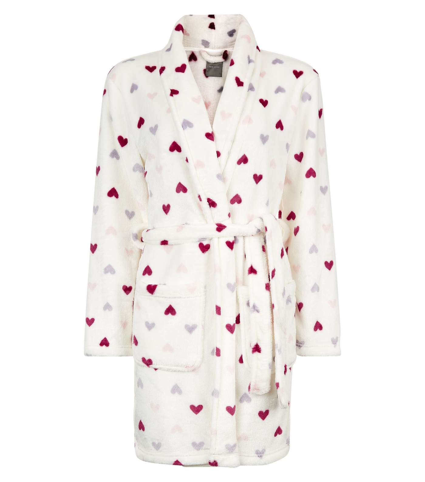 White Heart Print Dressing Gown Image 3