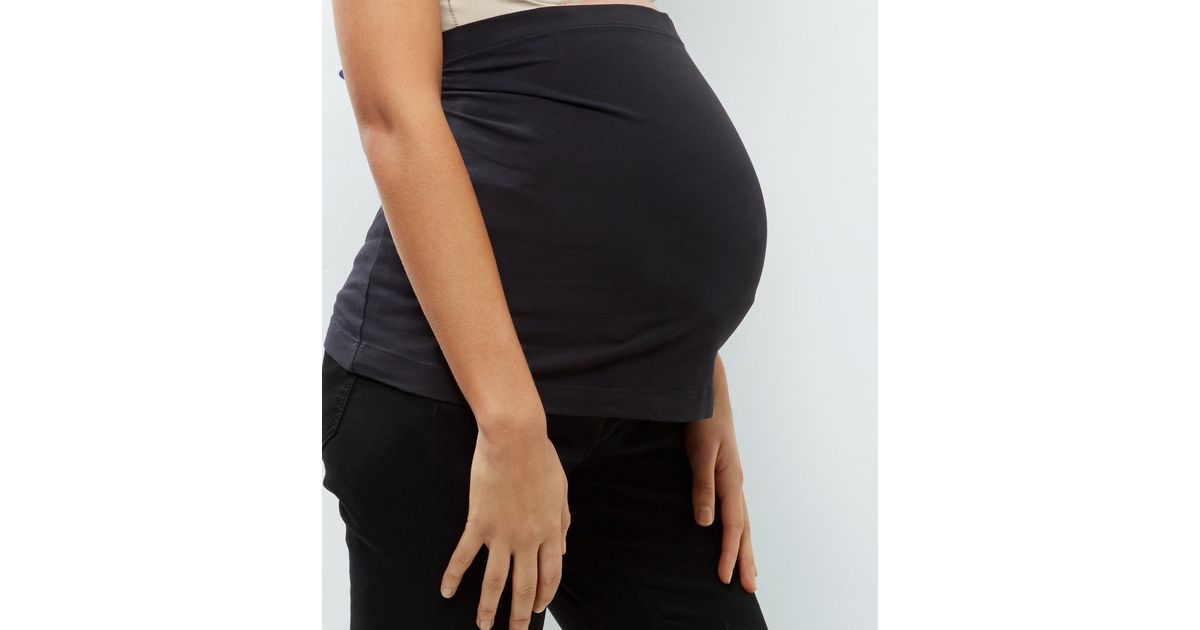 Maternity 2 Pack Black and White Baby Bump Bands New Look