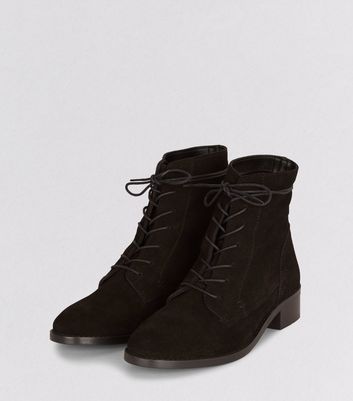 Black Suede Lace Up Boots | New Look