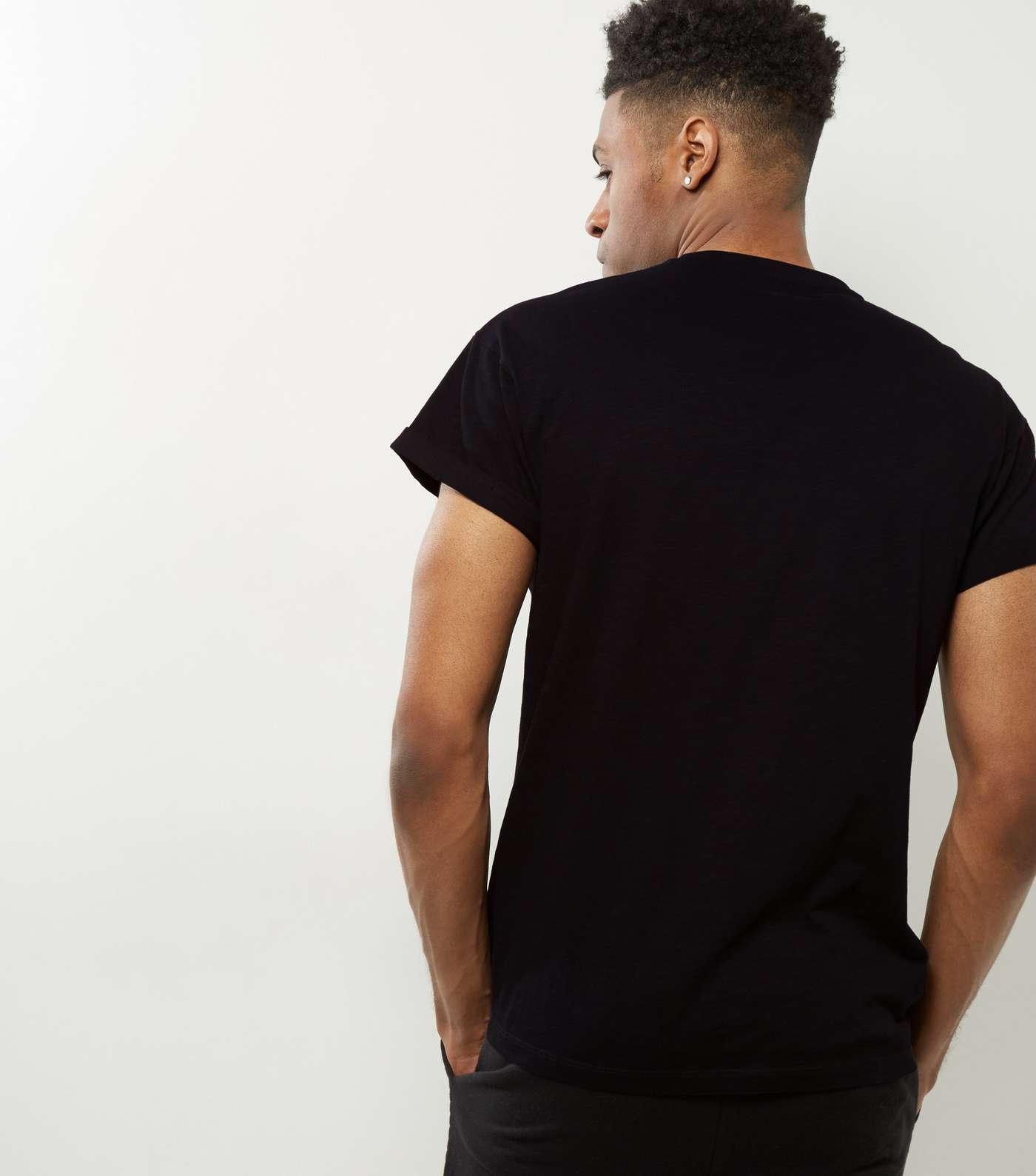 Black Cotton Short Sleeve T-Shirt Image 3