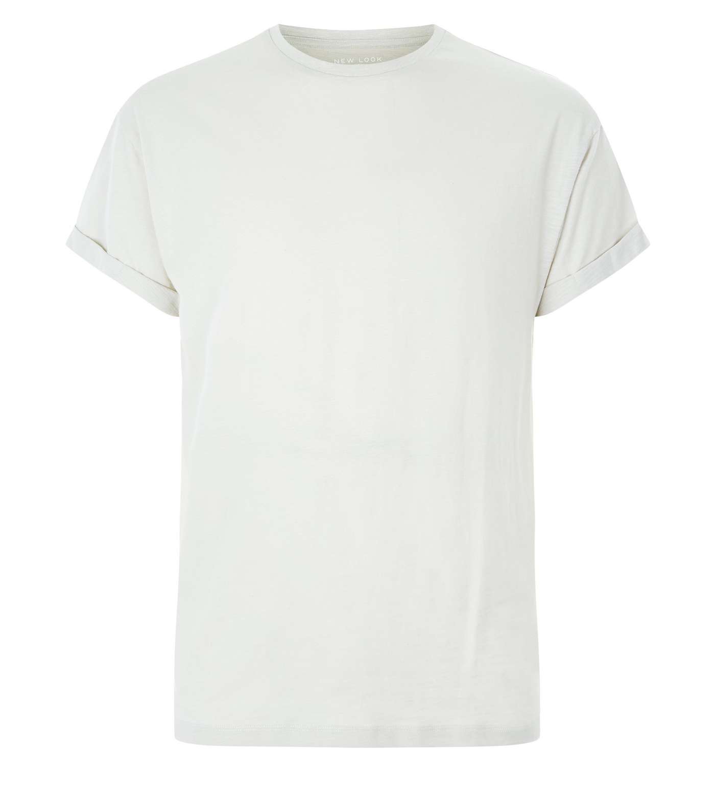Pale Grey Cotton Rolled Sleeve T-Shirt Image 4