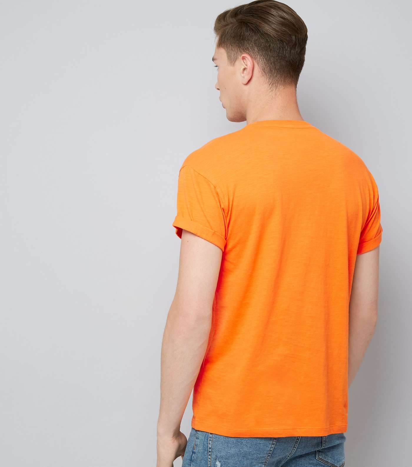 Orange Cotton Rolled Sleeve T-Shirt Image 3