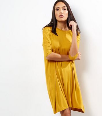 Yellow Oversized T-Shirt Dress New Look