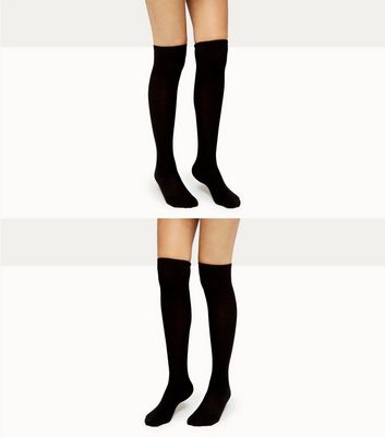 2 Pack Black Knee High Socks | New Look