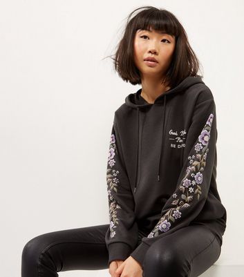 floral sleeve hoodie