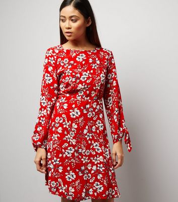 petite red floral dress