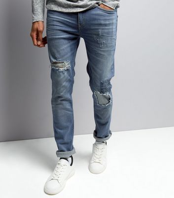 ripped jeans with patches mens