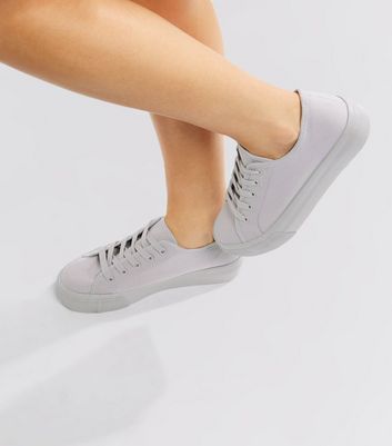 Grey Lace Up Platform Trainers | New Look
