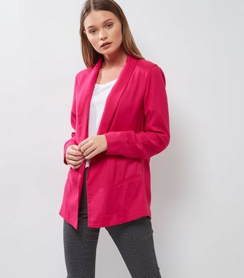 Bright Pink Longline Blazer New Look