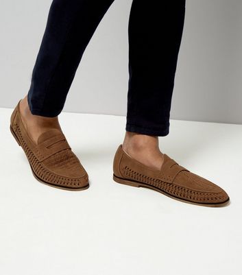 mens woven slip on loafers