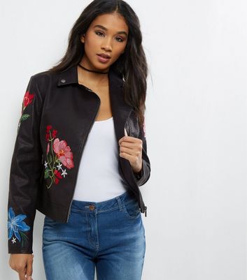 embroidered biker jacket