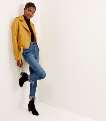 mustard biker jacket