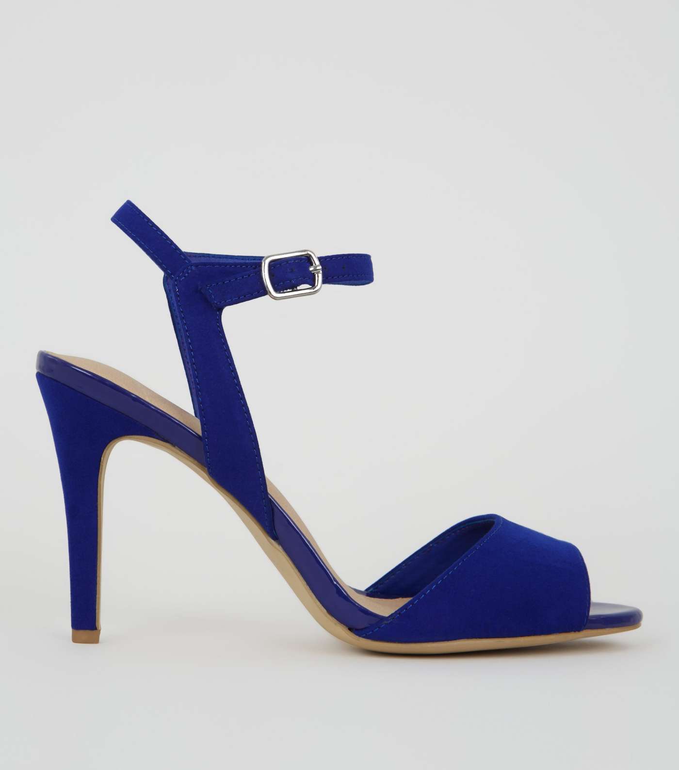 Blue Comfort Suedette Ankle Strap Heels