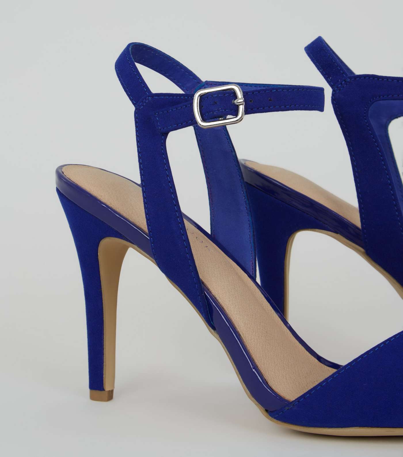 Blue Comfort Suedette Ankle Strap Heels Image 5