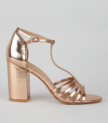 rose gold sandals new look