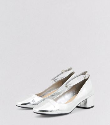 silver mini heels