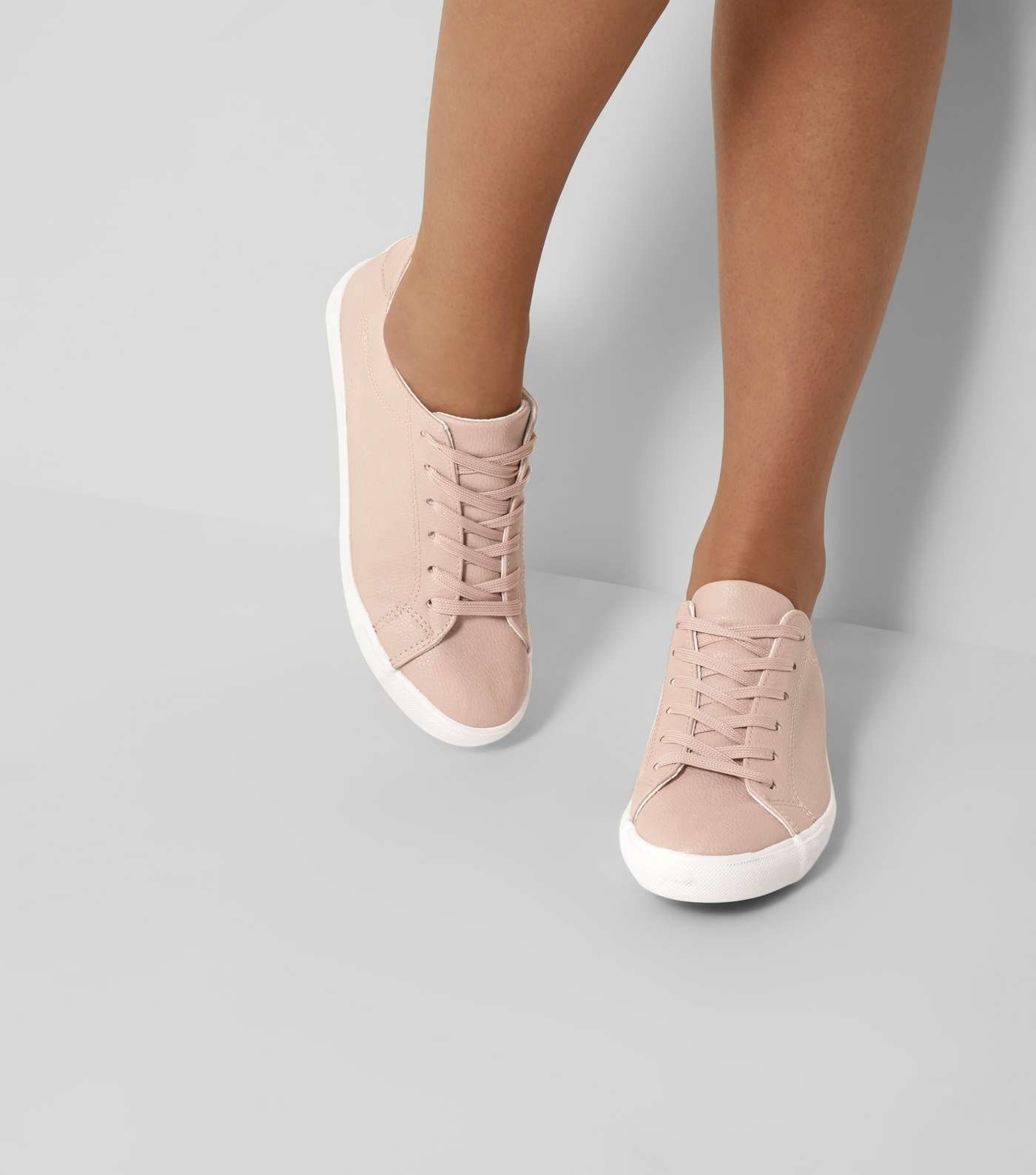 Pink Lace Up Contrast Sole Trainers
