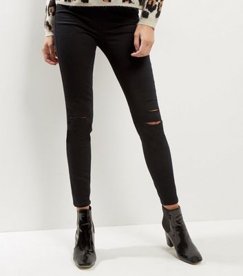black ripped knee jeggings