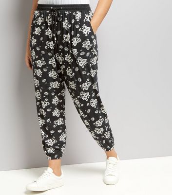 black floral joggers