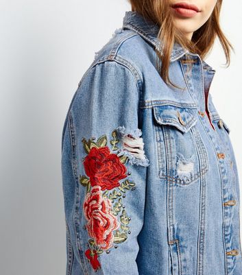 flower denim jacket