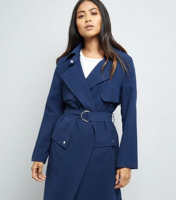 Petite Navy D Ring Utility Mac Jacket New Look