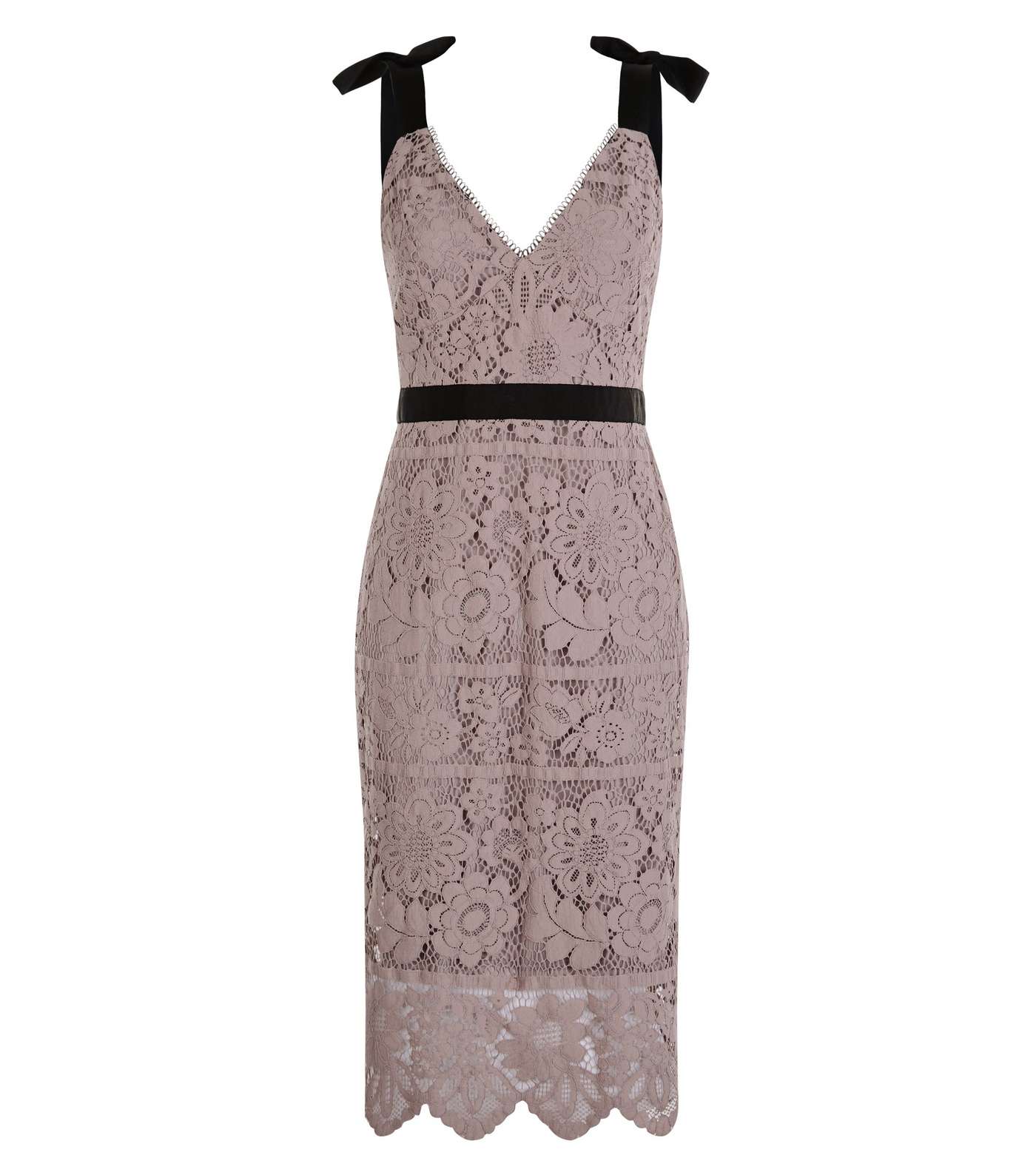 Mink Premium Lace Tie Strap Trim Dress  Image 4